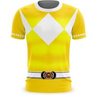 Camiseta Power Ranger Amarelo Estampa Uniforme Clássico