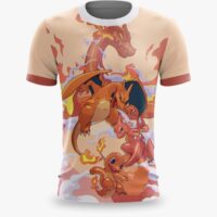 Camiseta Pokémon Unissex Evoluções do Charmander Roupas Geek e Nerd