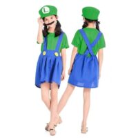 Fantasia Infantil Luigi Vestido Cosplay Super Irmãos Com Chapéu e Bigode