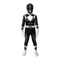 Fantasia Power Ranger Preto Traje Clássico Adulto e Infantil